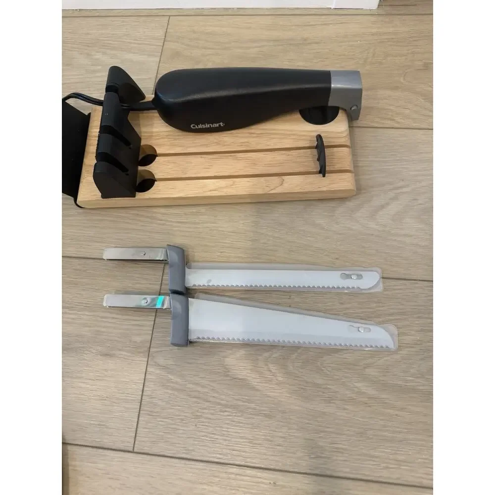 Cuisinart CEK-40 Electric Knife Set w/ Bread & Carving Blades + Wood Block Stand